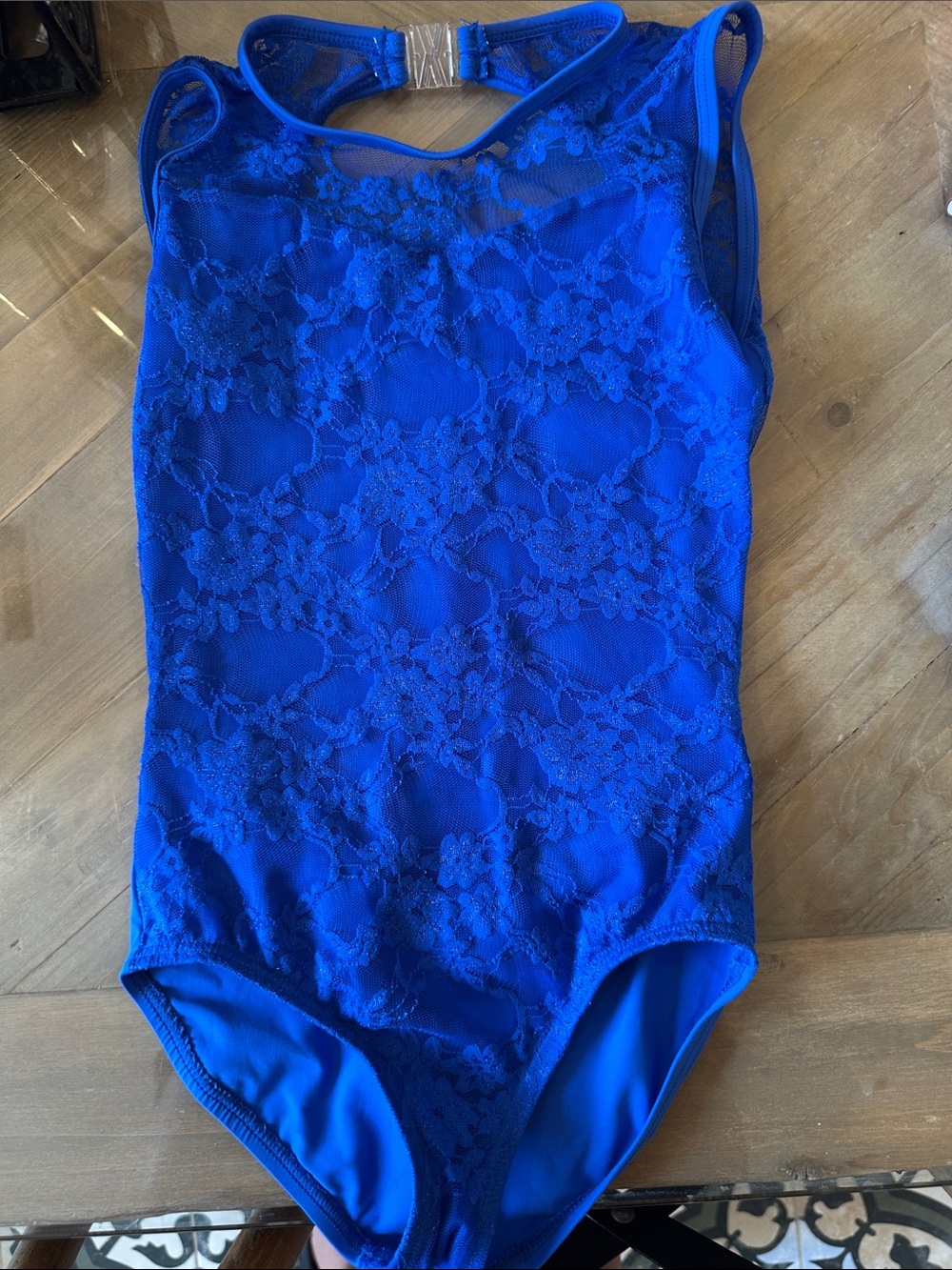 Baltog brand Sz CM (8/10) Girls' Lace-Overlay One-Piece Bodysuit in Royal Blue